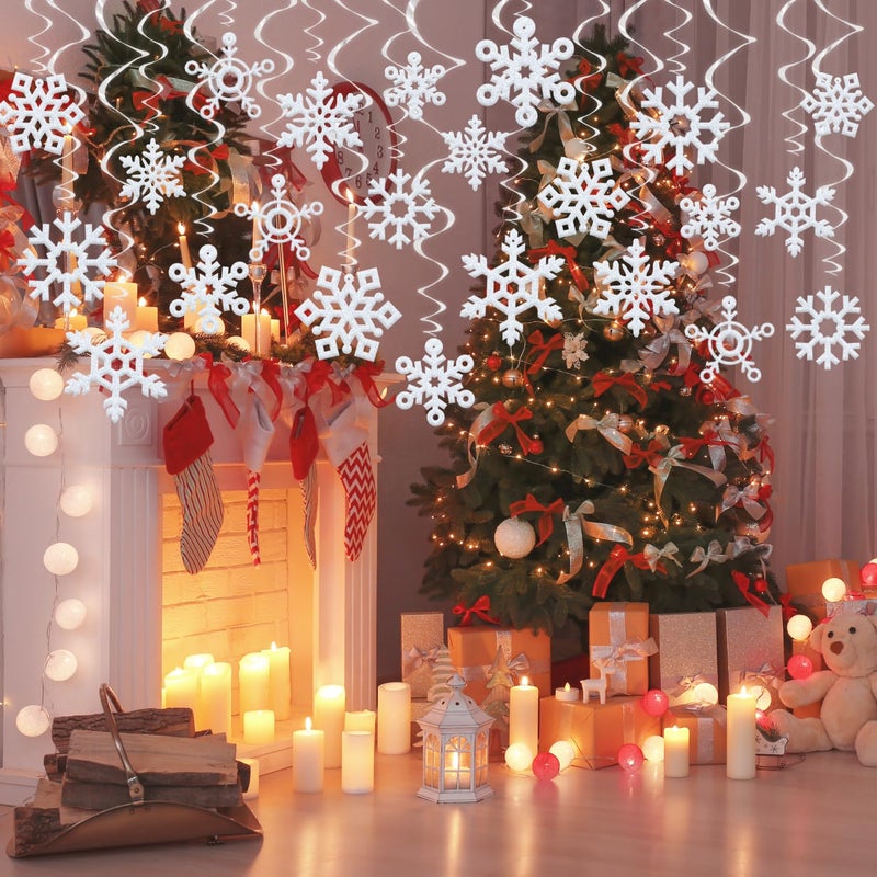 GOER 36 Pcs Snowflake Hanging Swirls for New Year Christmas Winter Party Decorations - Image 4